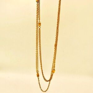 Vintage Long Gold Tone Metal Chain Necklace